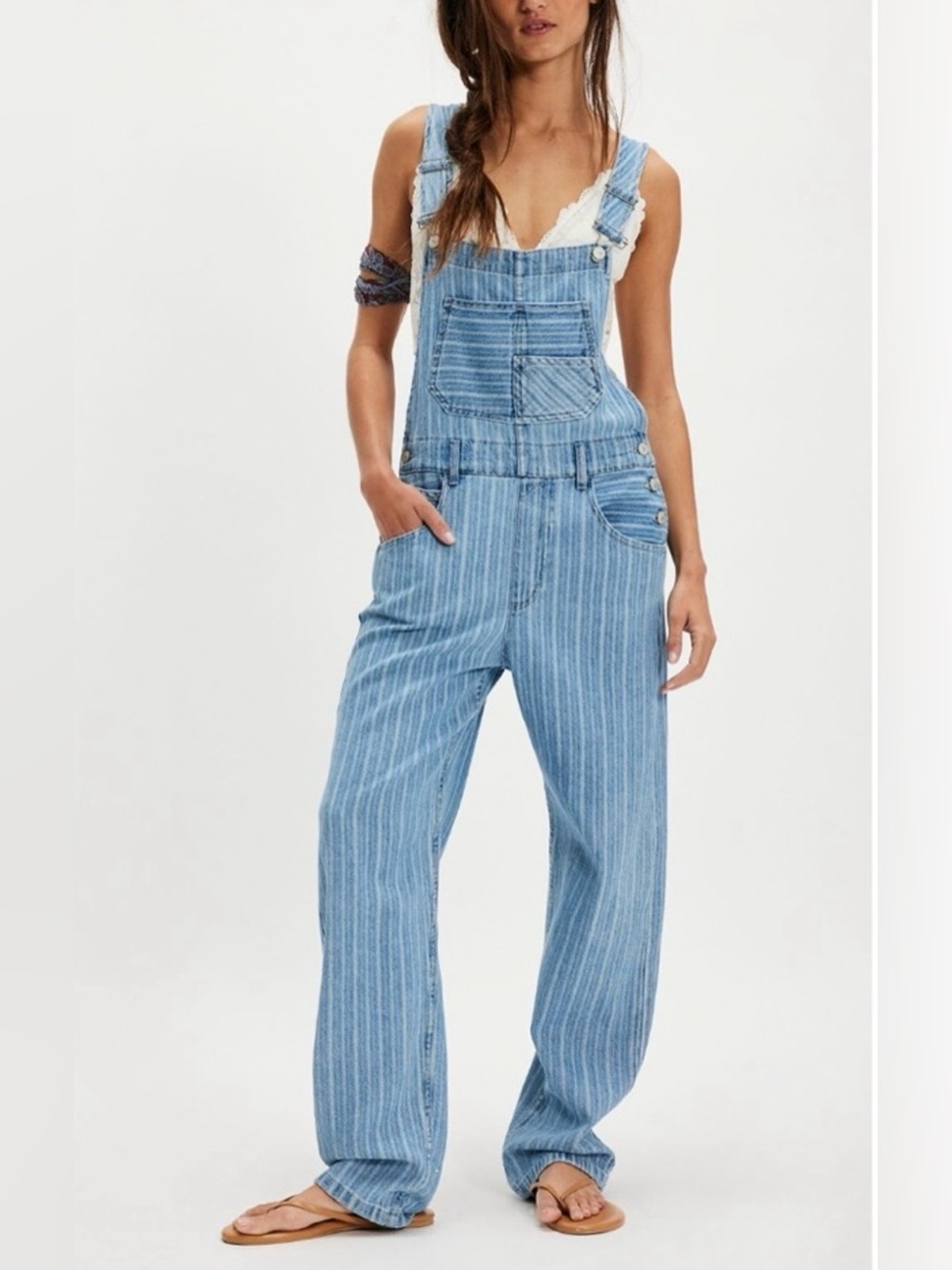Free People We The Free Ziggy Striped Overalls, size S, like new!